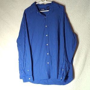Mens XXL Chap Performance button shirt Blue/light blue and  white check/ stripes